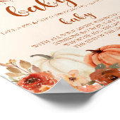 秋リトルカボチャ言わないベビー赤ちゃんシャワー ポスター (角)