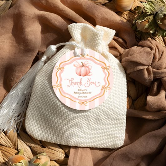 秋リトルカボチャ赤ちゃんシャワーありがとう フェイバータグ