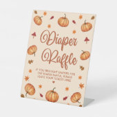 秋リトルカボチャ赤ちゃんシャワーおむつラッフル 台座サイン (正面)
