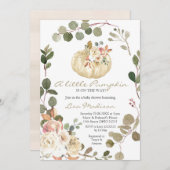 秋リトルカボチャ赤ちゃんシャワーガール招待状 招待状 (正面/裏面)