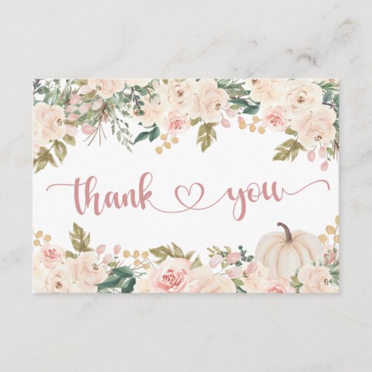 秋リトルカボチャ赤ちゃんシャワーサンキューカード エンクロージャーカード (正面)