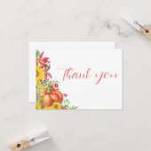 秋リトルカボチャ赤ちゃんシャワーサンキューカード カード (正面/裏面インサイチュ)