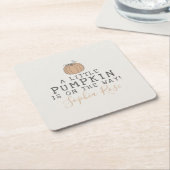 秋リトルカボチャ赤ちゃんシャワーデコール スクエアペーパーコースター (アングル)