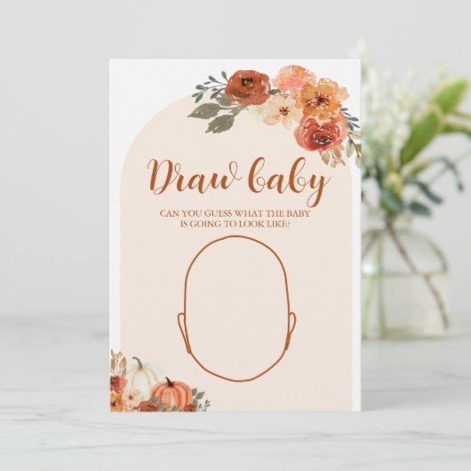 秋リトルカボチャ赤ちゃんシャワー描画ベビーゲーム 招待状 (スタンド正面)