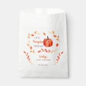 秋リトルカボチャ赤ちゃんシャワー水色の葉 フェイバーバッグ (正面)