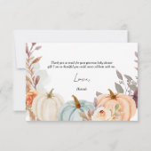 秋リトルカボチャ赤ちゃんシャワー サンキューカード (裏面)