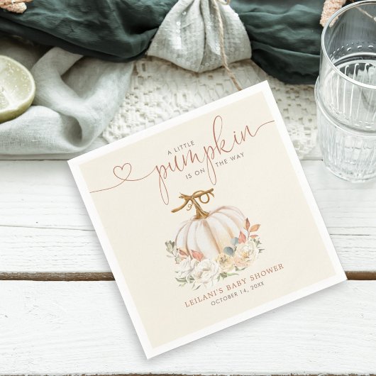 秋リトルカボチャ赤ちゃんシャワー スタンダードカクテルナプキン