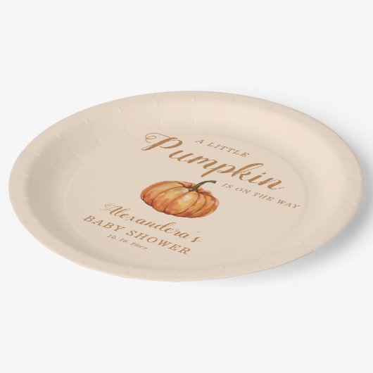 秋リトルカボチャ赤ちゃんシャワー ペーパープレート (アングル)