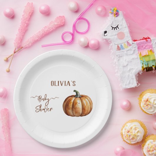 秋リトルカボチャ赤ちゃんシャワー ペーパープレート (パーティー)