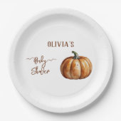 秋リトルカボチャ赤ちゃんシャワー ペーパープレート (正面)