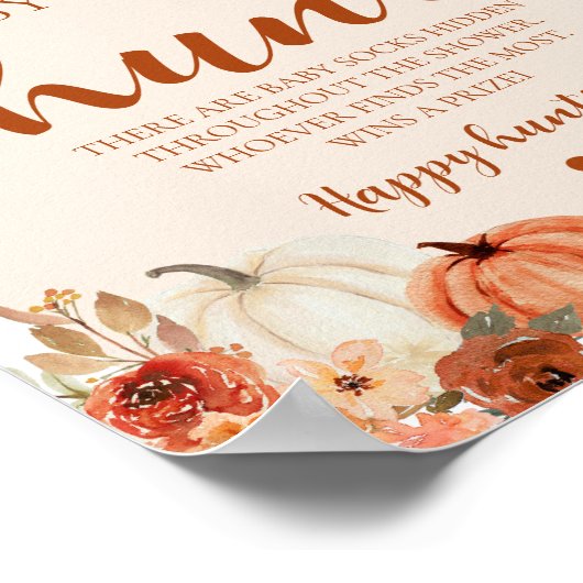 秋リトルカンプキンベビー靴下狩りベビーシャワーゲーム ポスター (角)