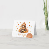 秋リトルテディベア折り畳み感謝 サンキューカード (正面)