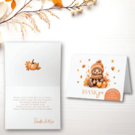 秋リトルテディベア折り畳み感謝 サンキューカード