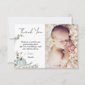 秋リトルブルーカボチャ赤ちゃんシャワー写真 サンキューカード (正面)