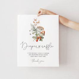 秋リトルマッシュルームのウッドランドおむつラッフルの看板 ポスター