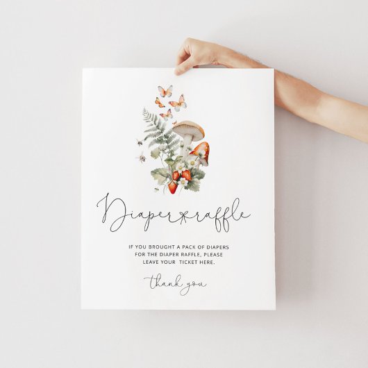 秋リトルマッシュルームのウッドランドおむつラッフルの看板 ポスター