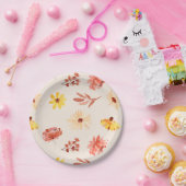 秋リトルワイルドフラワー誕生日またはシャワー ペーパープレート (パーティー)