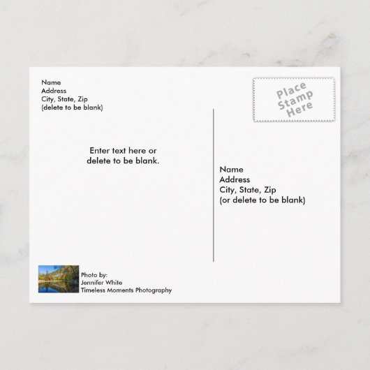 秋リフレクションスバッファローナショナルリバーポストカード ポストカード (裏面)