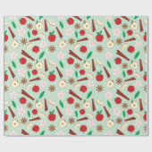 秋リンゴとシナモンシームレス感謝祭 ラッピングペーパー (フラット)