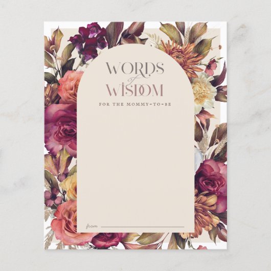 秋リースアーチタンベビーシャワーアドバイスカード (正面)