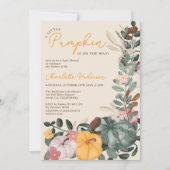 秋リースシックな小さなカボチャの赤ちゃんシャワー 招待状 (正面)