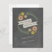 秋リースチョークインスパイアボード日付の保存 案内ポストカード (正面/裏面)