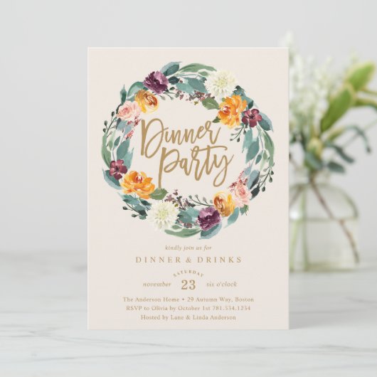 秋リースディナーパーティの招待状 招待状 (スタンド正面)