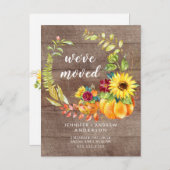 秋リースヒマワリカボチャ引っ越し案内 案内ポストカード (正面/裏面)