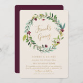 秋リースフレン与えズズディナーパーティの招待状 招待状 (正面/裏面)