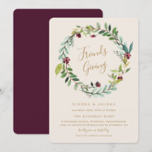 秋リースフレン与えズズディナーパーティの招待状