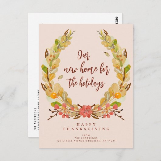 秋リース休暇引越し案内はがき ポストカード (正面/裏面)