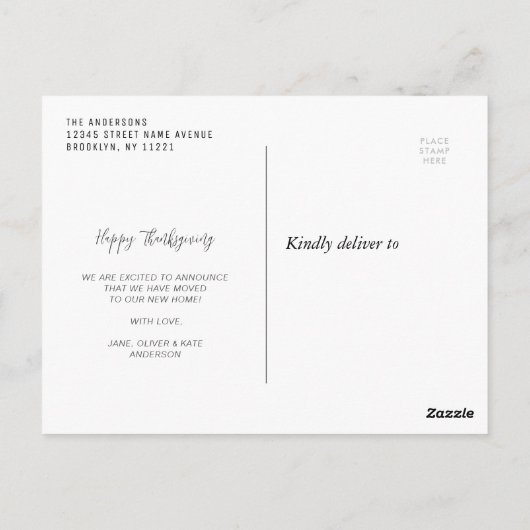 秋リース休暇引越し案内はがき ポストカード (裏面)