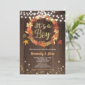 秋リース男の赤ちゃんシャワー田舎の感謝祭 招待状 (スタンド正面)