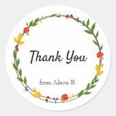 秋リース紅葉ありがとう ラウンドシール (正面)