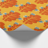 秋リーフかわいいバグおもしろい黄色オレンジ色パターン ラッピングペーパー (角)