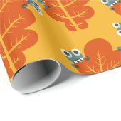 秋リーフかわいいバグおもしろい黄色オレンジ色パターン ラッピングペーパー (ロールコーナー)