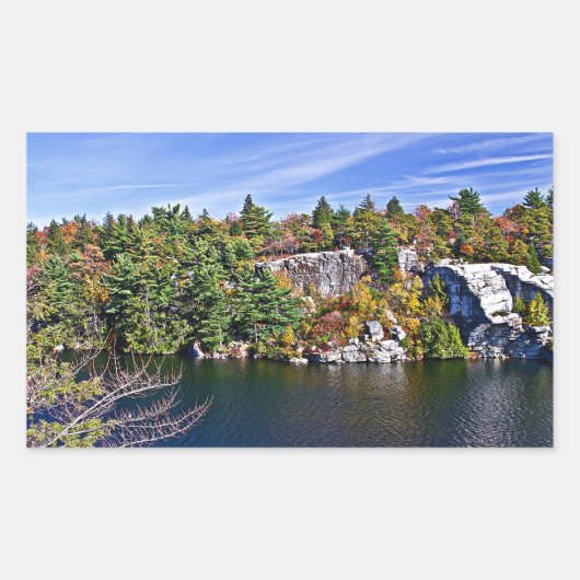 秋リーフのまわりにミンネスカ湖 長方形シール (正面)