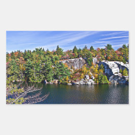 秋リーフのまわりにミンネスカ湖 長方形シール