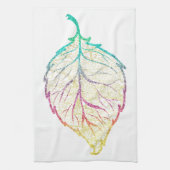 秋リーフエレガントかわいいパステルピンクティール（緑がかった色）金ゴールド キッチンタオル (縦)