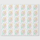 秋リーフエレガントかわいいパステルピンクティール（緑がかった色）金ゴールド ラッピングペーパー (フラット)