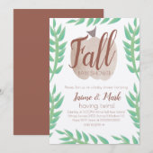 秋リーフカボチャ茶色ベビーシャワークラフト 招待状 (正面/裏面)