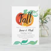 秋リーフカボチャ赤ちゃんシャワー水色オレンジ 招待状 (スタンド正面)