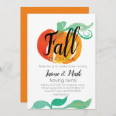秋リーフカボチャ赤ちゃんシャワー水色オレンジ 招待状 (正面/裏面)