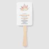 秋リーフカラフルプリントオレンジの結婚式プログラム ハンドファン (正面)