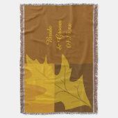 秋リーフカラーブロック結婚のキープサケ スローブランケット (正面縦)