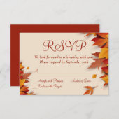 秋リーフクラシックRSVPカード – 水平 出欠カード (正面/裏面)