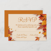 秋リーフクラシックRSVPカード – 水平 出欠カード (正面/裏面)