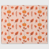 秋リーフシームレスラッピング紙かわいいチャーム ラッピングペーパー (フラット)
