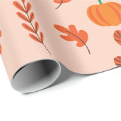秋リーフシームレスラッピング紙かわいいチャーム ラッピングペーパー (ロールコーナー)