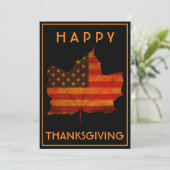 秋リーフハッピー感謝祭アメリカ国旗 招待状 (スタンド正面)